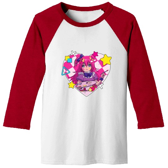 Harajuku Street Fashion Painter Heart Anime Girl Baseball Tees