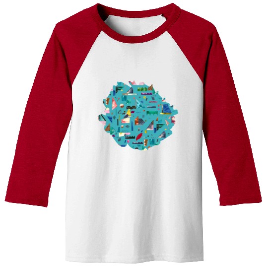 Sailing Boats Multi Blue Baseball Tees