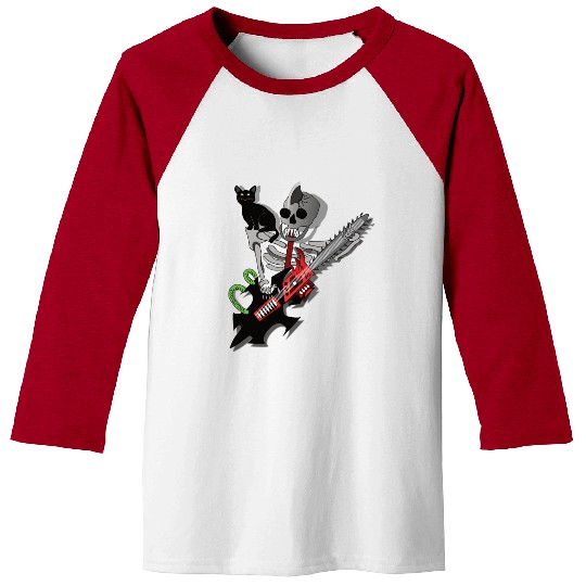 Human Skeleton guitarist with his cat Baseball Tees