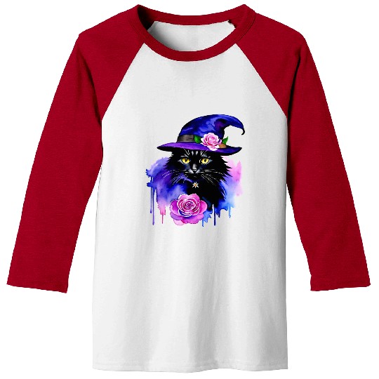 Watercolor Cat Halloween Sublimation Baseball Tees