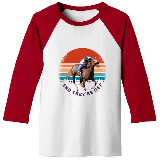 Funny Horse Racing Baseball Tees at Vintage Sunset And
