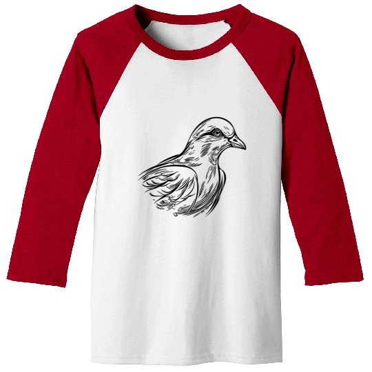 Elegant Dove In Tattoo Style Lines Baseball Tees