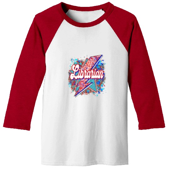 Leopard Lightning Bolt Librarian Teacher Book Baseball Tees