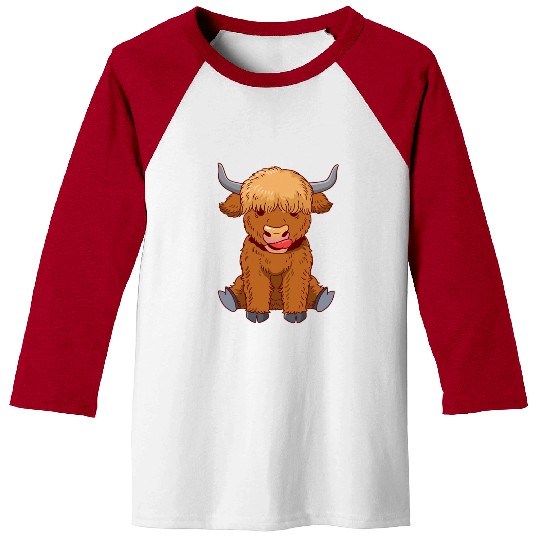 Scottish Highland Cow Cute Heifer Cattle Cow Farme Baseball Tees