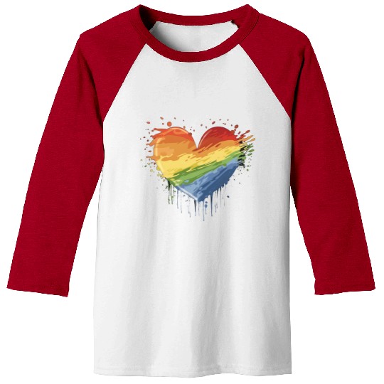 Love Conquers All: LGBTQ+ Rainbow Heart Embracing Baseball Tees