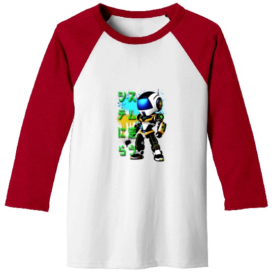 Chibi Mecha: A Cute Cyberpunk Design 6 Baseball Tees