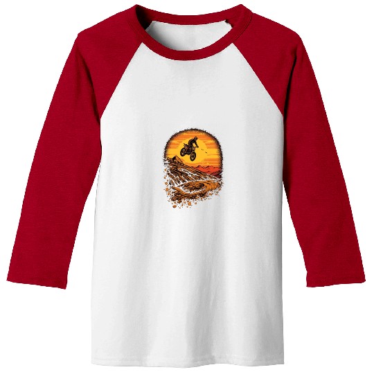 Dirt Bike Jumping Dirt Mound Motorcycle Biker Baseball Tees