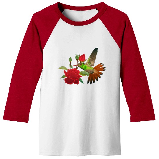 Hummingbird With Flower Baseball Tees