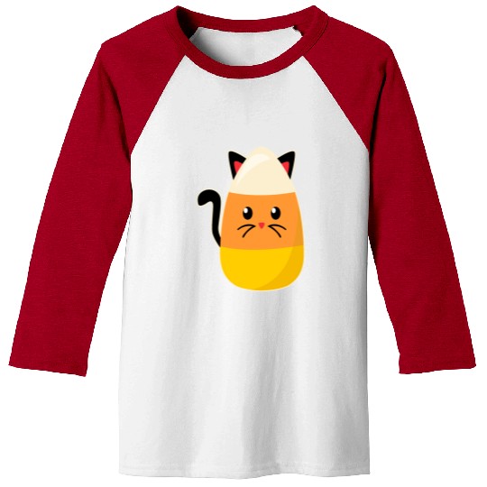 Candy Corn Cat Halloween Baseball Tees