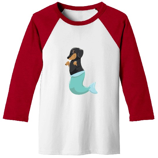 Dachshund Mermaid Cute Weiner Dog With Mermaids Baseball Tees