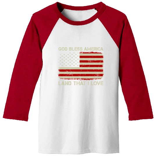 Old American Flag God Bless America Land That I Lo Baseball Tees