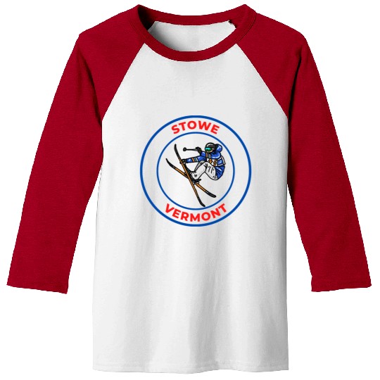 Retro Skiing in Stowe Vermont Holiday Souvenir Baseball Tees