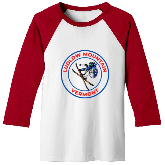 Retro Cool Skiing Ludlow Mountain Vermont Souvenir Baseball Tees