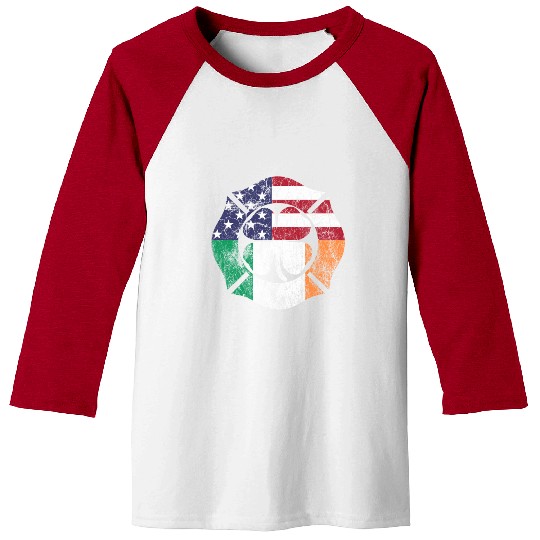 St Patricks Day Firefighter Irish American Flag Baseball Tees