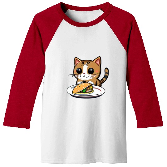 Cute Cat and Taco: A Playful Combination for Your Baseball Tees