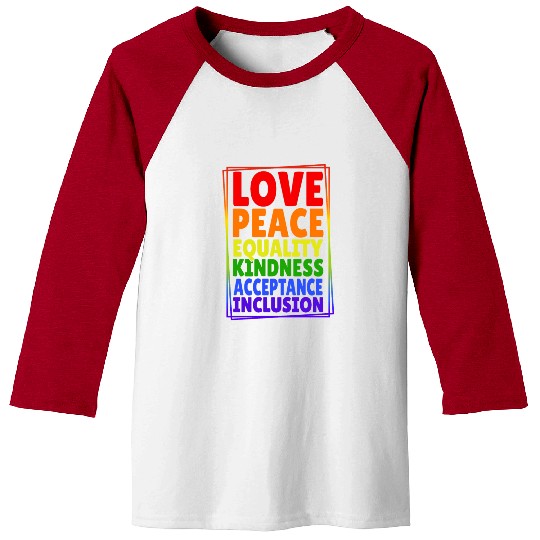 Love Peace Equality Pride Month Gay LGBT Ally Baseball Tees