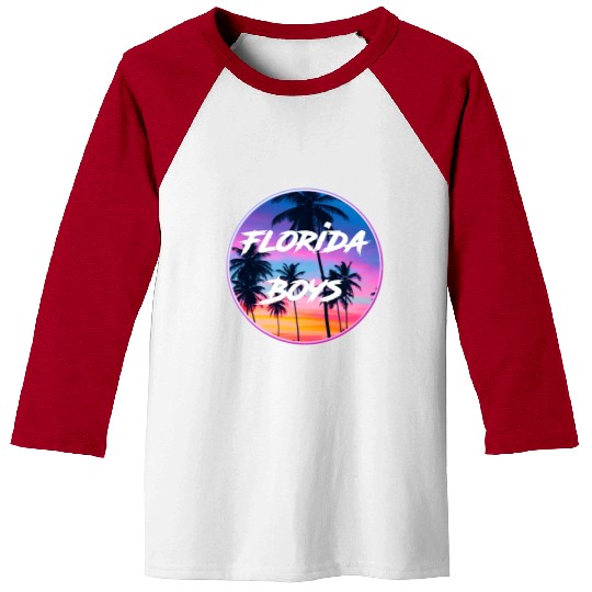 Florida Boys Palm Trees Sunset Baseball Tees