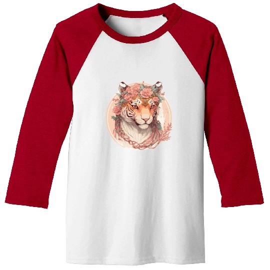 Watercolor Flower Tiger Chinese Zodiac Animal Sign Baseball Tees