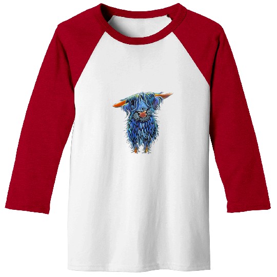 Scottish Highland Cow Hairy Cow Cattle Farmer Cow Baseball Tees
