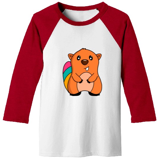 Sweet Squirrel With A Colorful Tail Baseball Tees