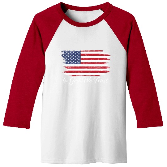 In God We Trust Us Flag Patriotic Baseball Tees