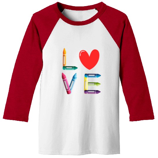 Pre-K Teacher Preschool Day Love Teachers Crayon Baseball Tees