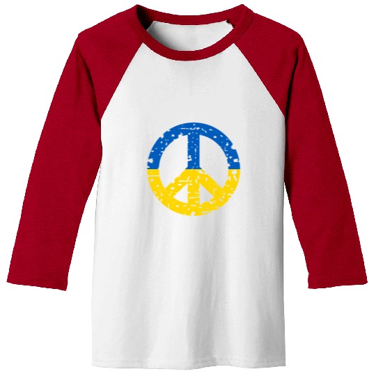 Ukraine Peace Sign Ukrainian Flag Colors Baseball Tees