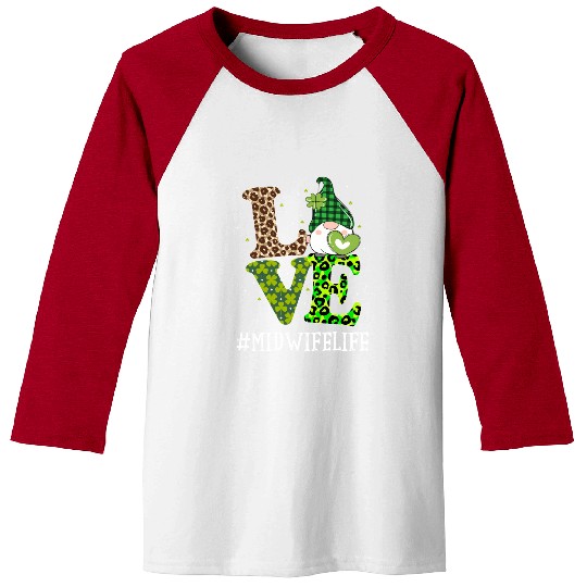 Midwife Love St PatricDay Gnome Leopard Baseball Tees