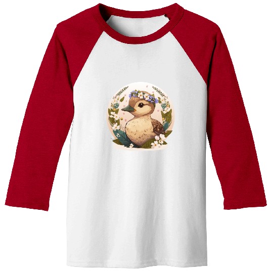 Cottagecore Cute Baby Duck Flower Kawaii Duckling Baseball Tees