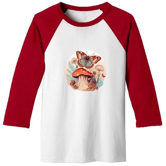 Cottagecore Butterfly Mushroom Forest Plants Botan Baseball Tees