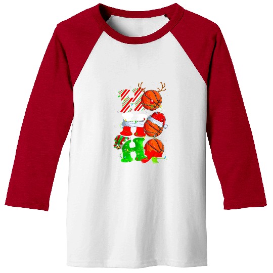 Ho Ho Ho Basketball Lover Christmas Reindeer Santa Baseball Tees