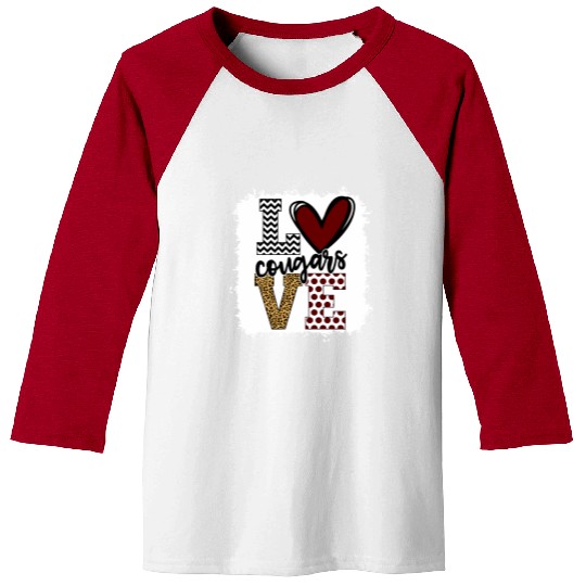 Cougars Mascot Love School Spirit Fantastic Baseball Tees