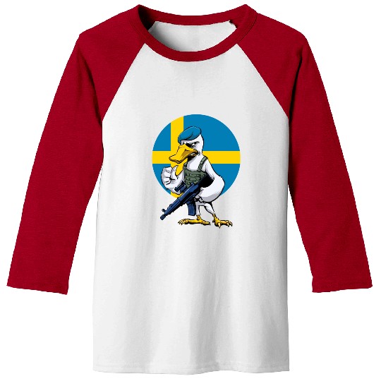 Swedish Swan Trooper Cartoon Baseball Tees