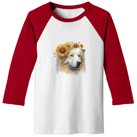 Cute Samoyed Sunflower Dog Breed Pet Puppy Baseball Tees