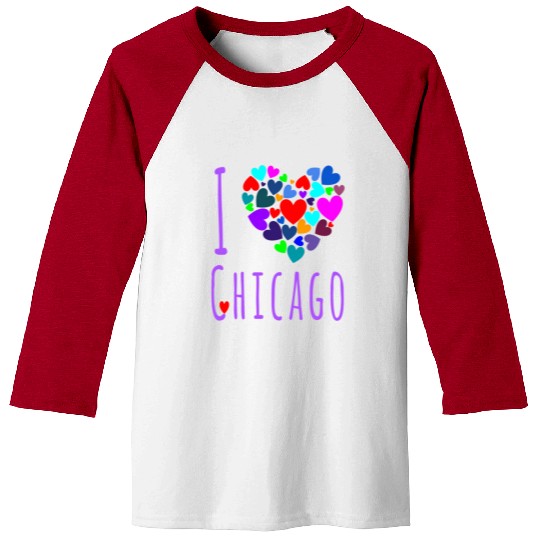 I Love Chicago Heart City Of Chicago Baseball Tees