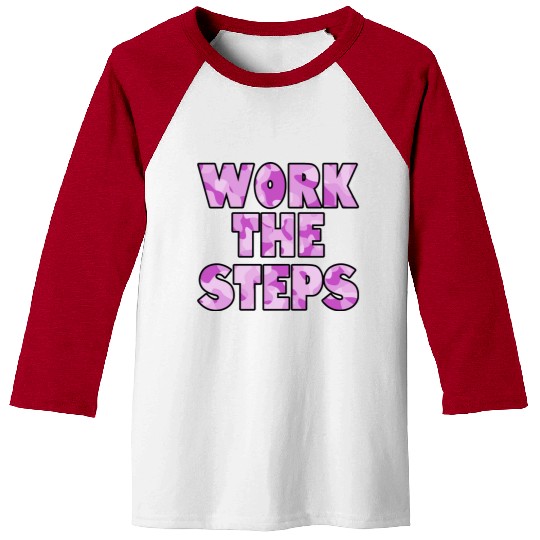 Work the Steps purple camo Baseball Tees