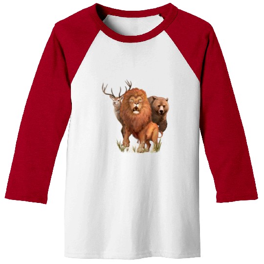 Animals,Lion,Bear and deer, wild animals Baseball Tees