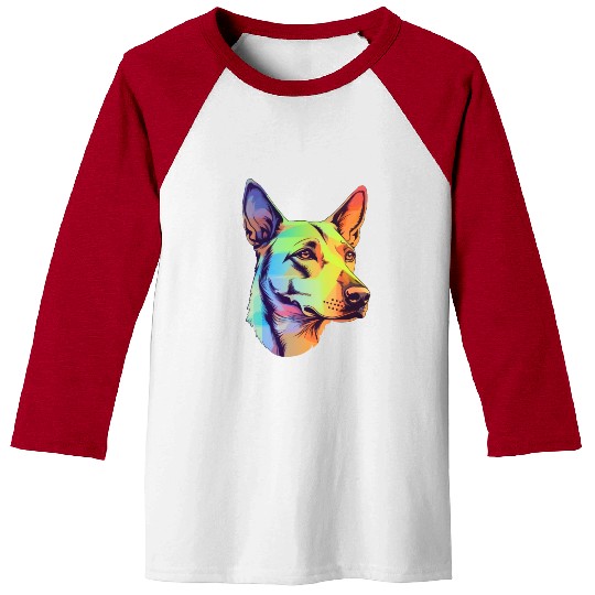 Feminine Neon Realism German Shepherd Baseball Tees