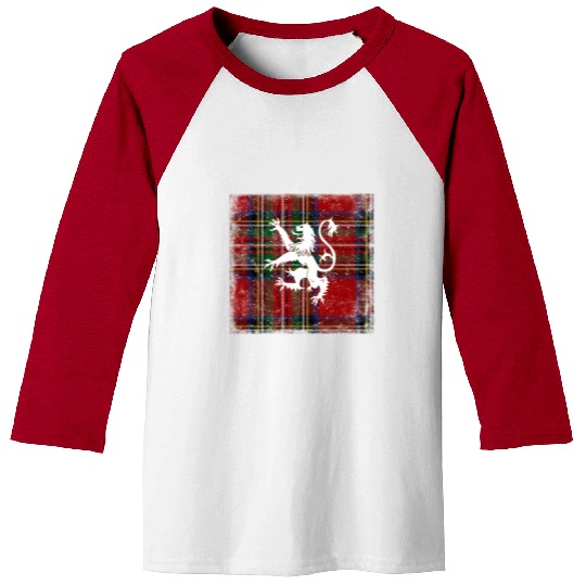 Scottish Tartan Red Plaid Scotland Lion Royal Baseball Tees