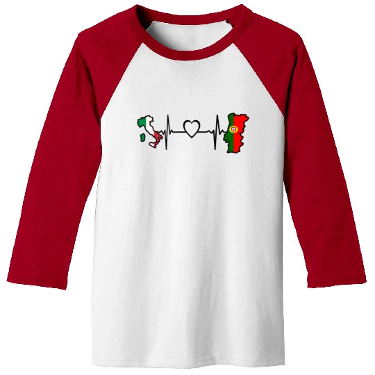 Italy Portugal Flag Italian Portuguese Heartbeat Baseball Tees