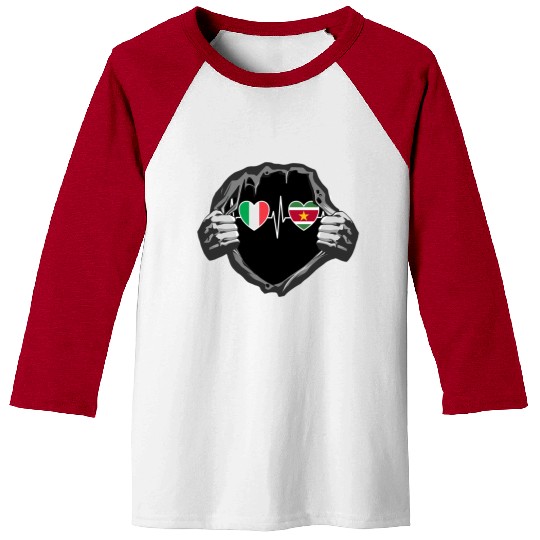 Italy And Suriname Surinam Flag Baseball Tees