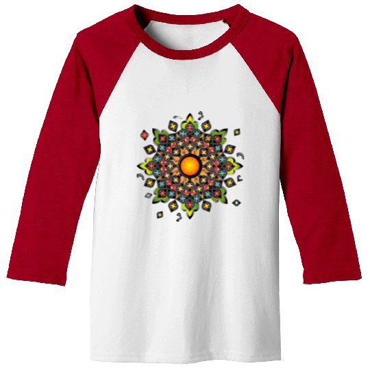 colorful gothic rosette church window ornament Baseball Tees