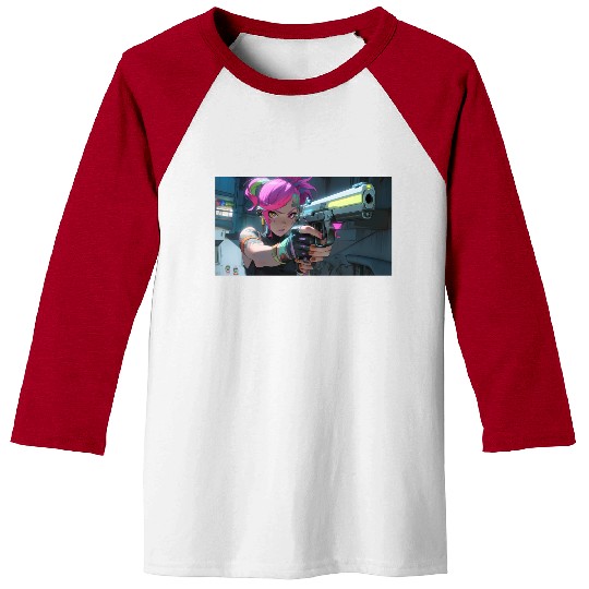 Cyber Sakura: Neon Guardian Baseball Tees