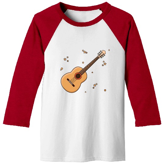 Cute Guitar Player Gift Kids Print Baseball Tees