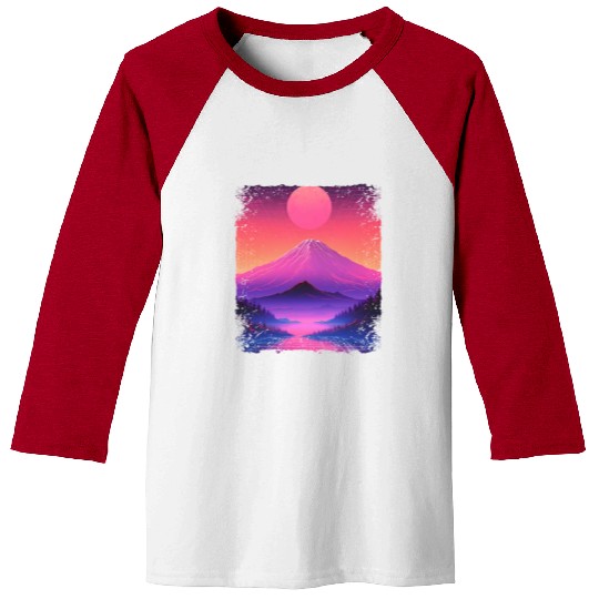 Mount Fuji Aesthetic Japan Sight Vaporwave Volcano Baseball Tees