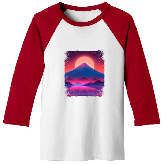 Aesthetic Vaporwave Japan Sight Mount Fuji Volcano Baseball Tees