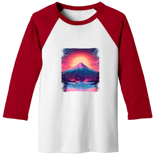 Mount Fuji Sight Aesthetic Japan Vaporwave Volcano Baseball Tees