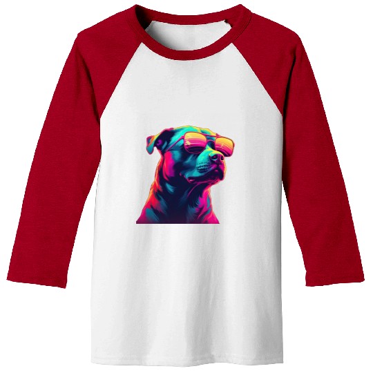 Retro Woof A Dog s Synthwave Adventure Baseball Tees