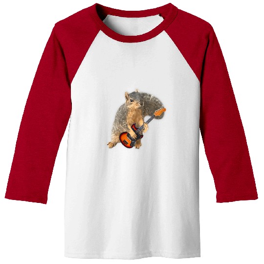 Squirrel Playing Guitar Baseball Tees