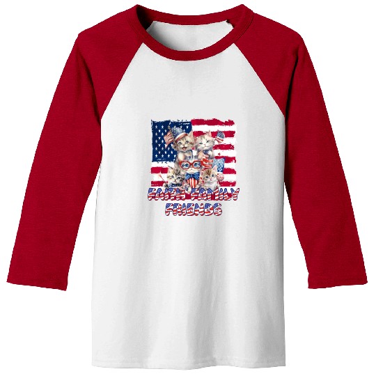 Faith Family Friends Cats Patriotic July 4th Baseball Tees